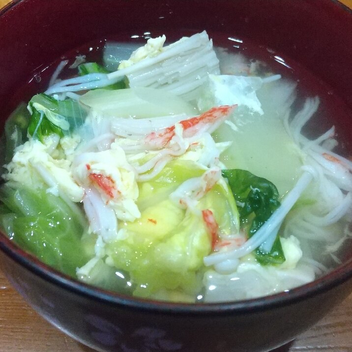 まるでかに鍋!白菜とカニカマのスープ